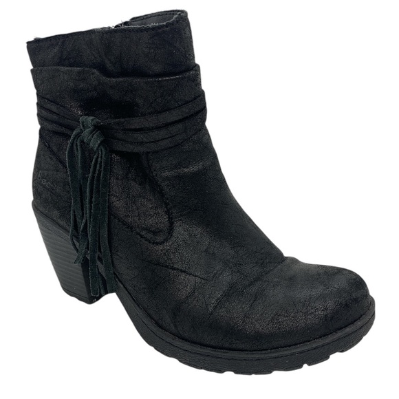 b.o.c. Shoes - B.O.C. Alicudi Vegan Leather Ankle Boots Black 8 Tassel  Fringe Heeled Boho Moto